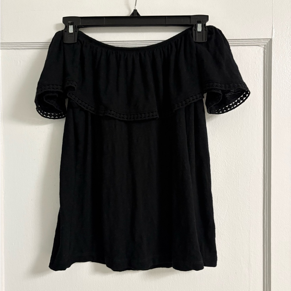 Old Navy off the shoulder ruffle top size medium black